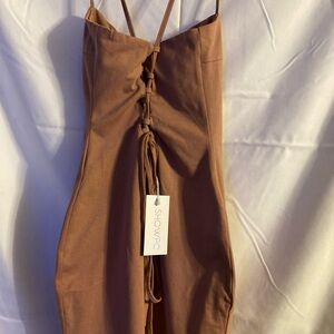 Showpo Brown Backless Strappy Dress